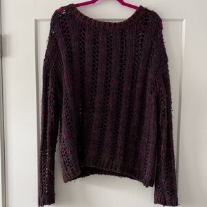 Rachel Zoe Maroon Open-Knit Sweater